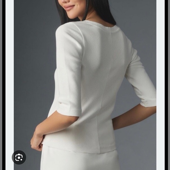 Maeve x Anthropologie White Zip Front Scoop Neck Top Size Medium. - Picture 2 of 7